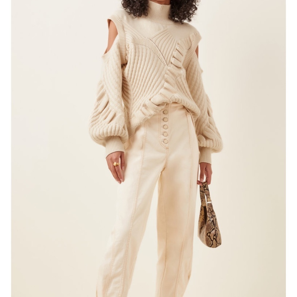 Alexis Velli Cold-Shoulder Knit Mock-Neck Sweater small